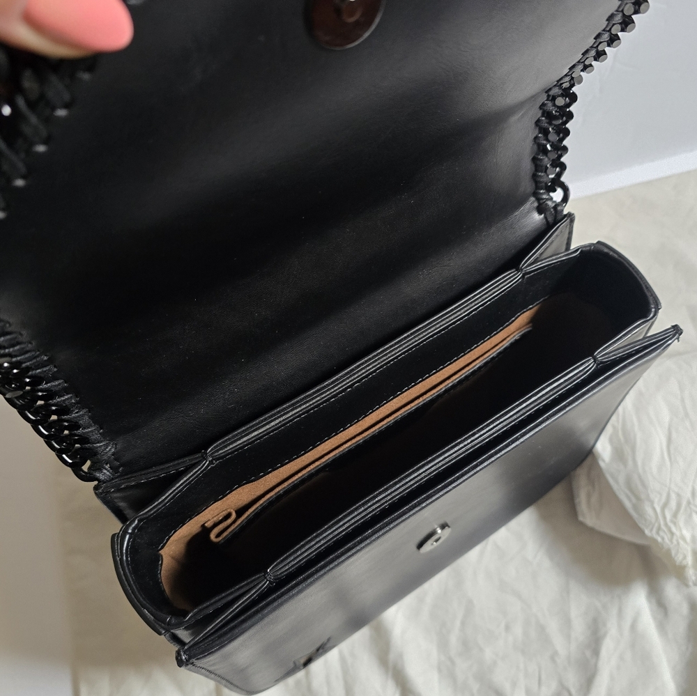 Stella McCartney Black and Gold Star Flap Snap Crossbody Bag - Picture 7 of 13
